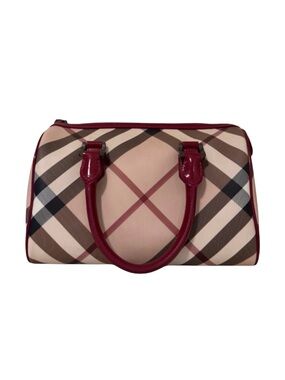 Burberry Supernova Check Canvas Chester Boston Bag Burgundy